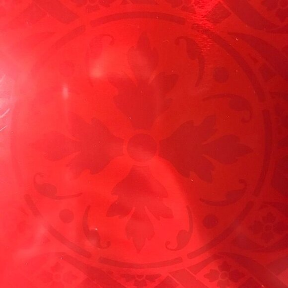 Gold Metal Cage Ornament & Red Medallion Square Tin Set - Picture 2 of 13